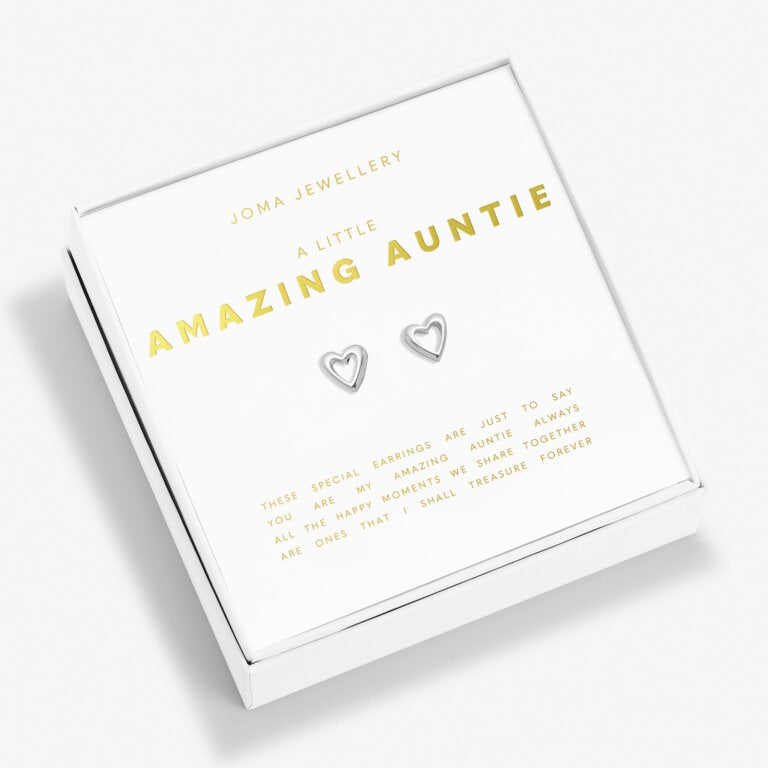 Joma Jewellery Boxed A Little Earrings Amazing Auntie Silver Plated Earrings