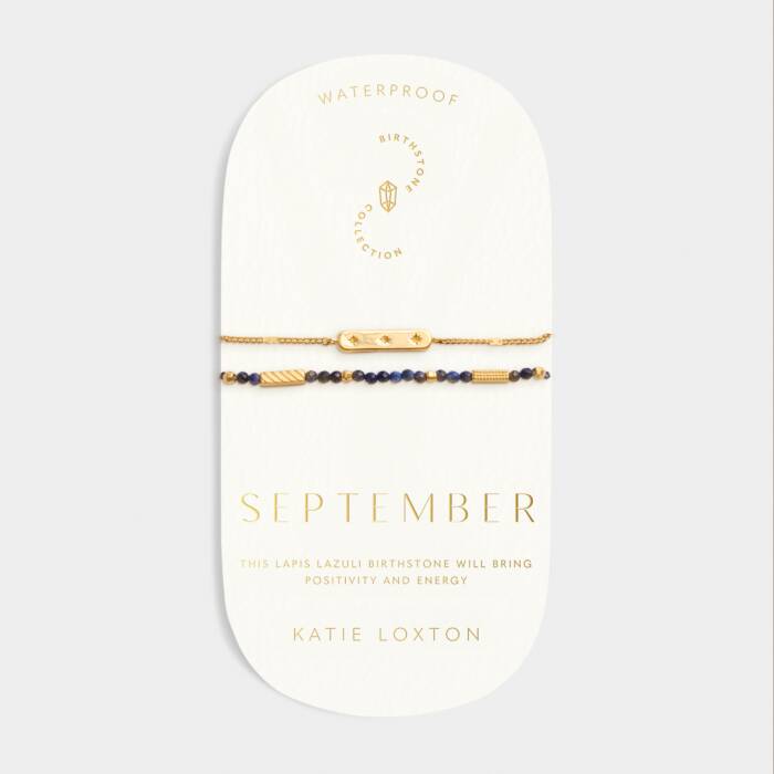 Waterproof Birthstone Bracelet September Lapis Lazuli 18cm