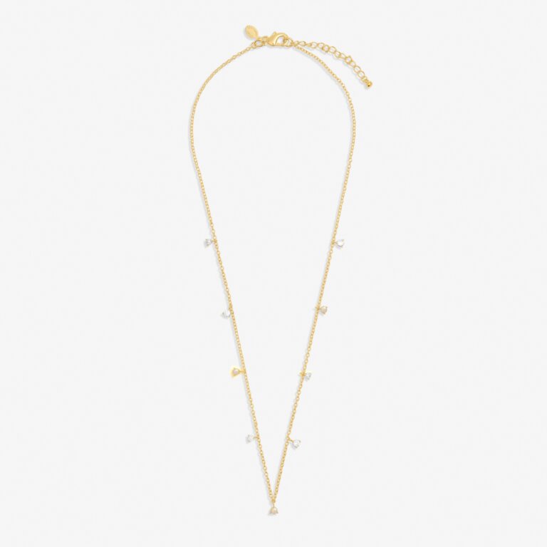 Joma Jewellery Halo Pearl Cz & Pearl Charms Gold Plated Necklace