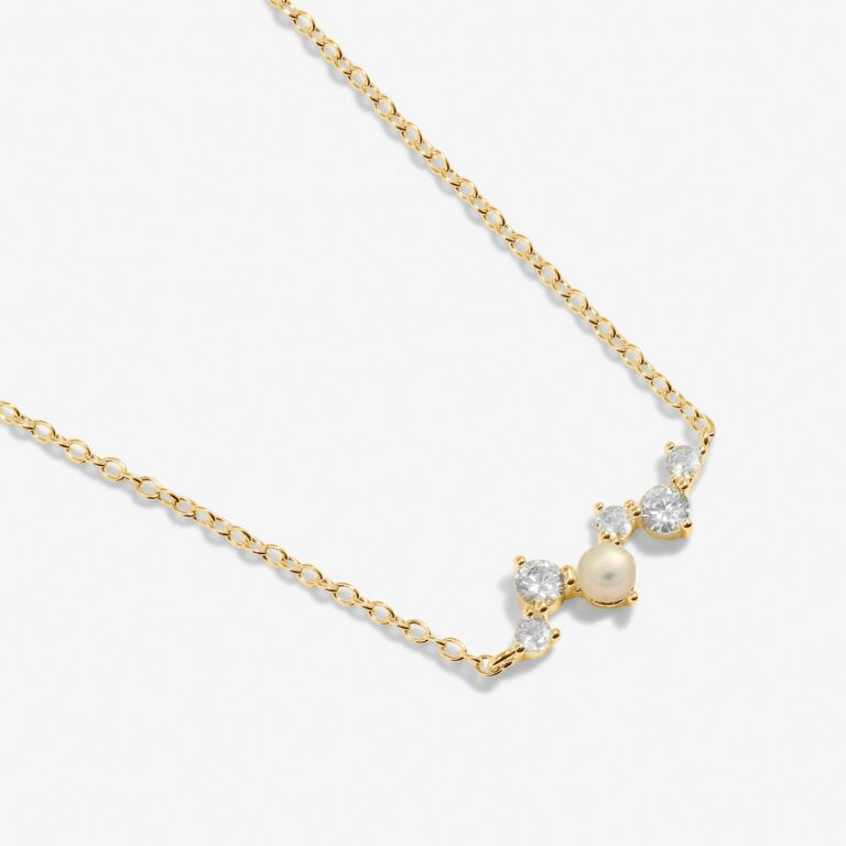 Joma Jewellery Halo Pearl Cz & Pearl Cluster Gold Plated Necklace