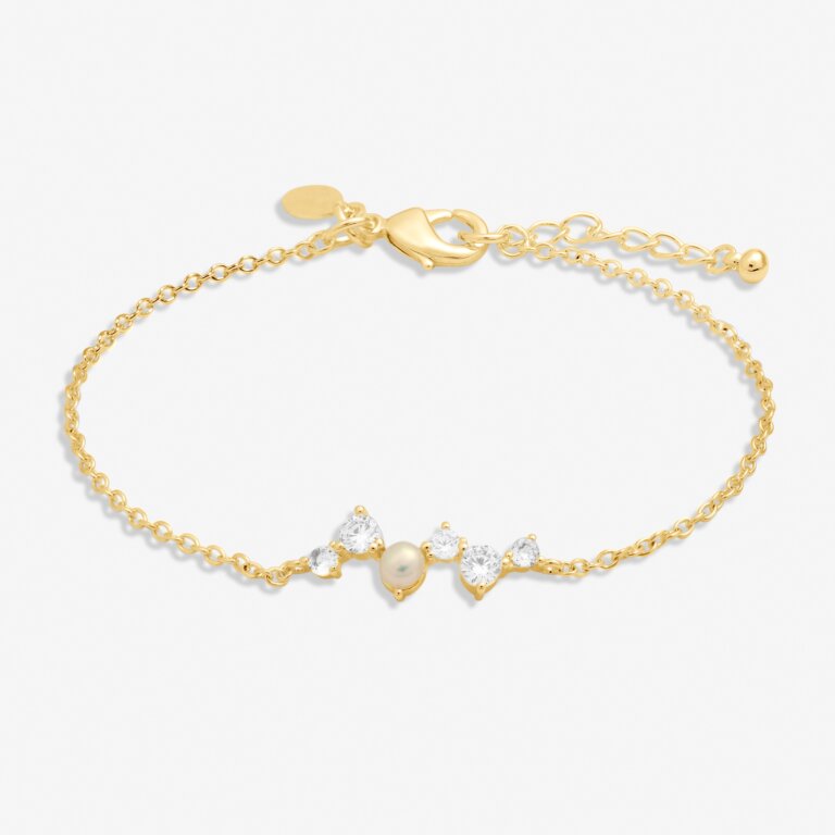 Joma Jewellery Halo Pearl Cz & Pearl Cluster Gold Plated Bracelet