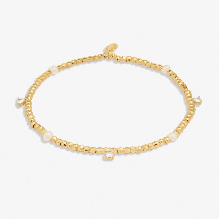 Joma Jewellery Halo Pearl Beaded Cz & Pearl Gold Plated Bracelet