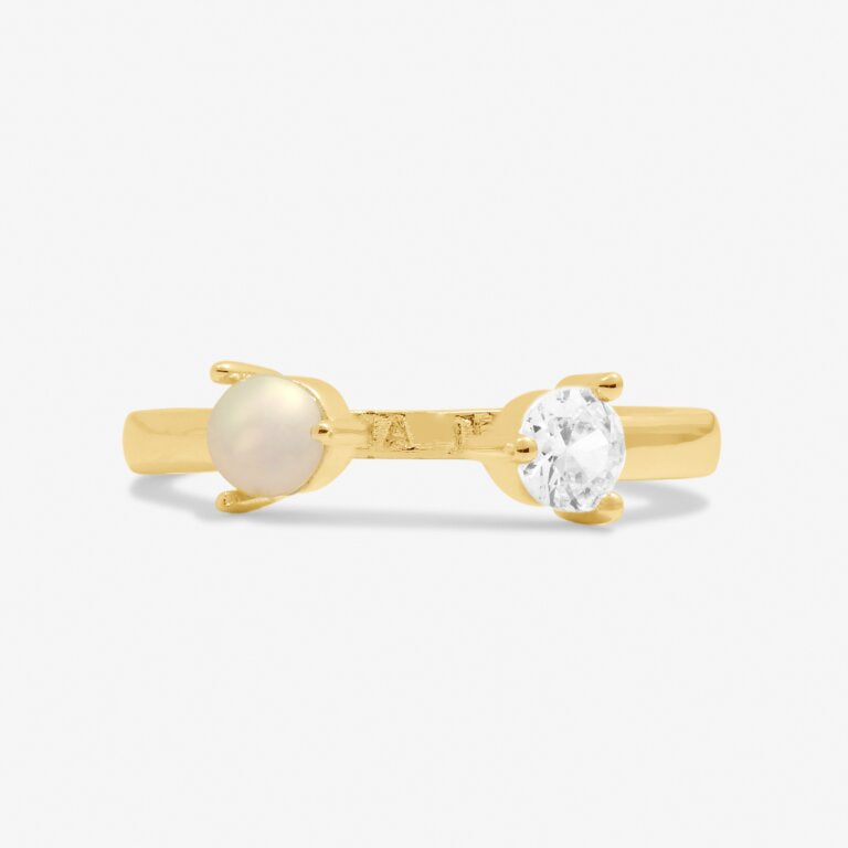 Joma Jewellery Halo Pearl Cz & Pearl Gold Plated Ring