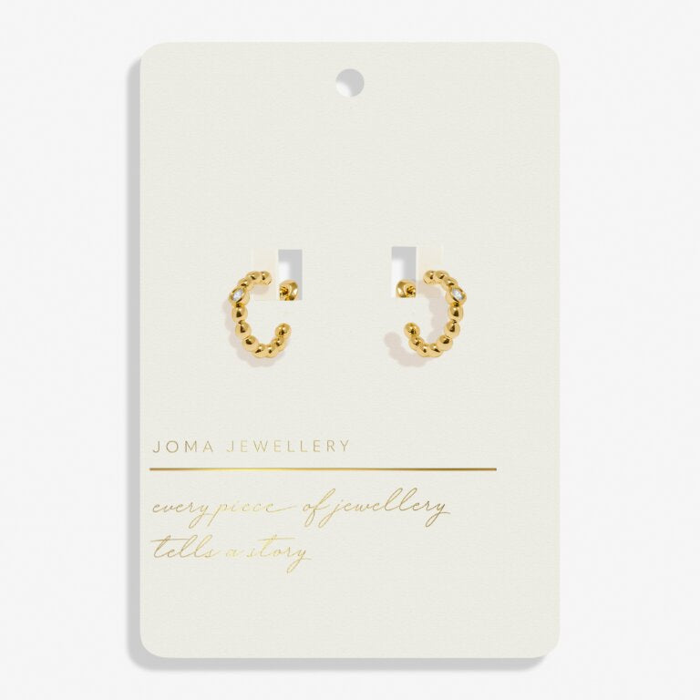 Joma Jewellery Style Stories Beaded Cz Gold Plated Hoop Earrings