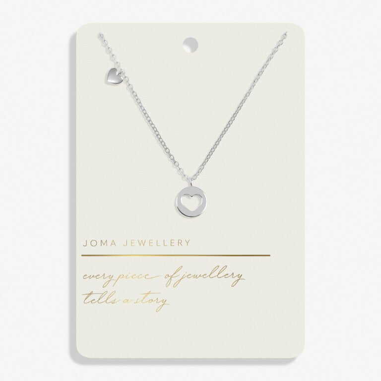 Joma Jewellery Style Stories Pave Edge Heart Silver Plated Necklace