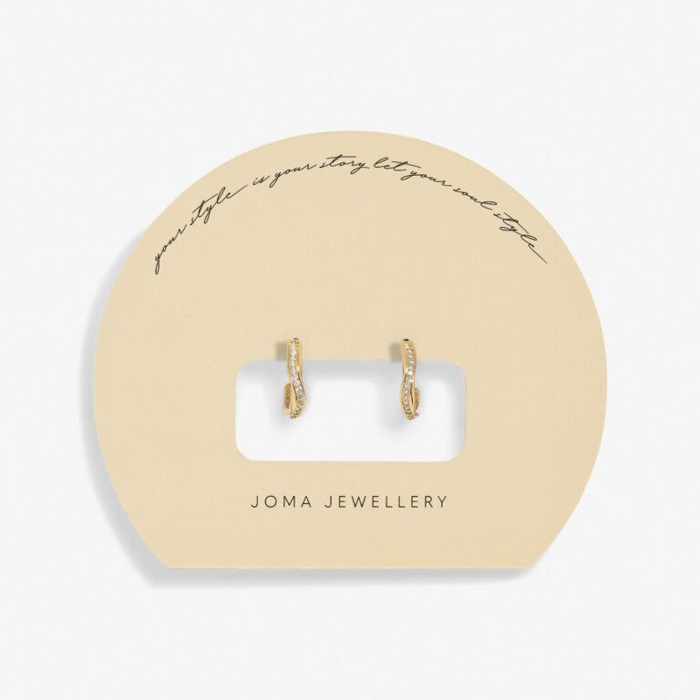 Joma Jewellery Soul Shine Pave Wave Gold Plated Hoop Earrings