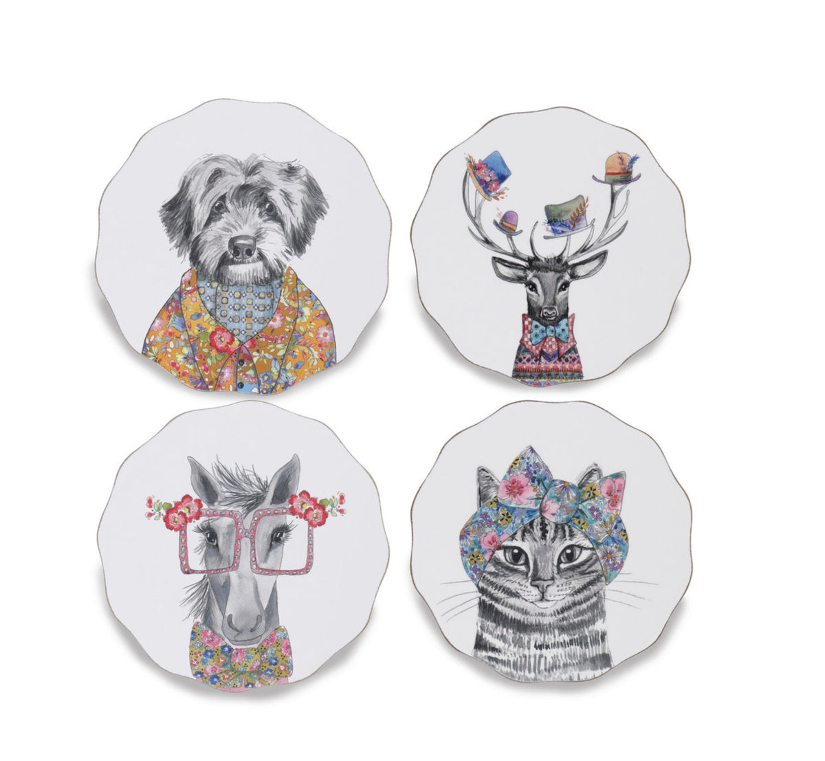 Mikasa Tipperleyhill Scallop-Shaped Coasters, Set of 4, 12cm