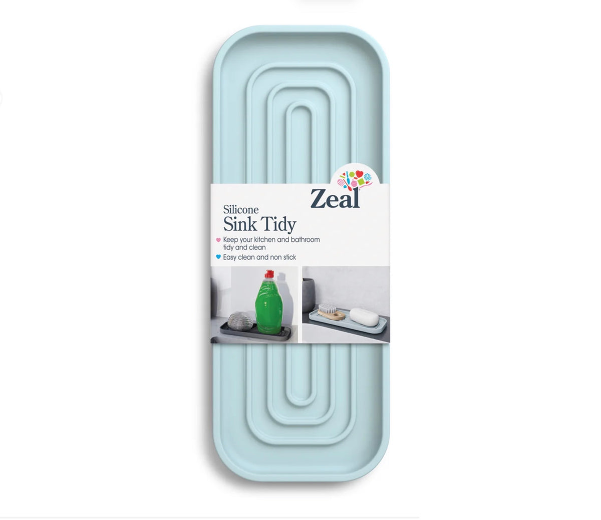 Zeal Kitchen and Bathroom Sink Tidy Silicone Duck Egg Blue