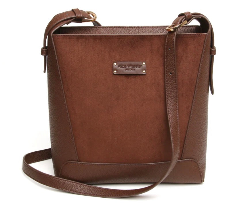 Alice Wheeler Chocolate Kensington Suedette Crossbody Bag