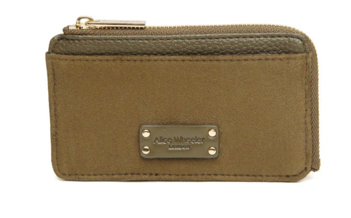 Alice Wheeler Olive Kensington Suedette Coin and Card Purse