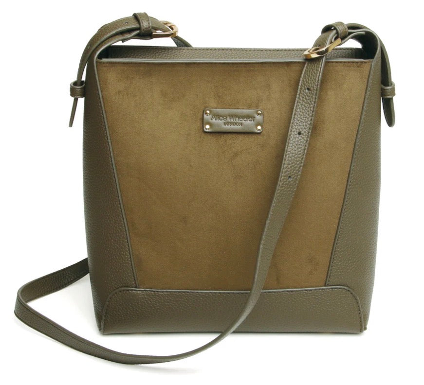 Alice Wheeler Olive Kensington Suedette Crossbody Bag