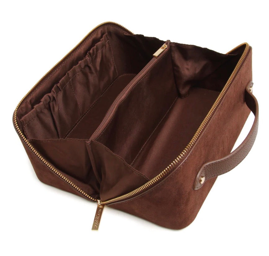 Alice Wheeler Chocolate Kensington Suede Train Case