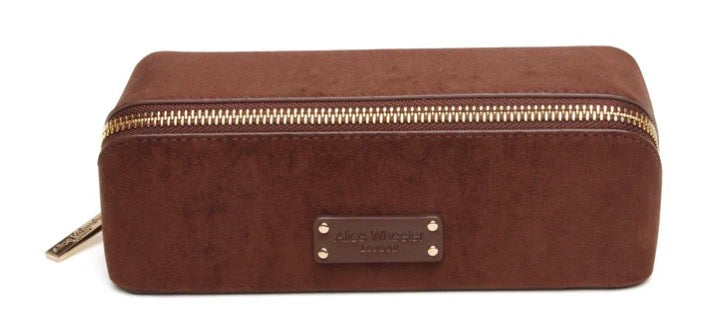 Alice Wheeler Chocolate Kensington Suede Small Train Case
