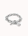 UNO DE 50 YOLO Silver Bracelet With Links And Pearl Charm