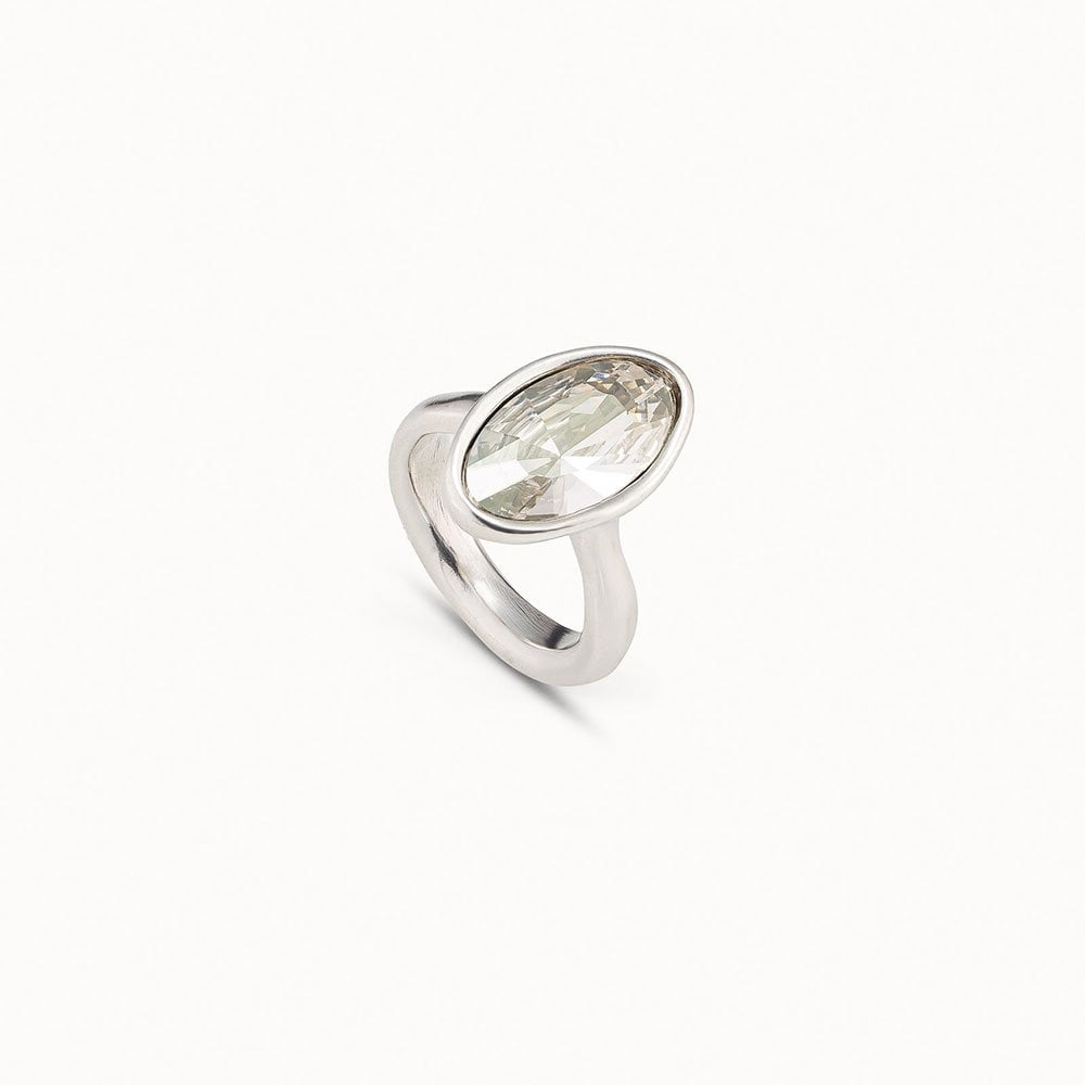 UNO DE 50 Silver Blossom ring Clear size 18