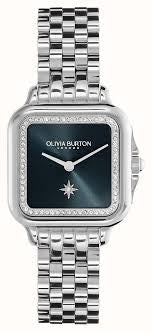 Olivia Burton Classic 28mm Grosvenor Blue & Silver Bracelet Watch