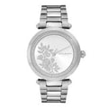 Olivia Burton Signature 34mm Floral T-Bar White & Silver Bracelet Watch