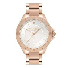Olivia Burton Sports Luxe 36mm Guilloche Metallic White & Carnation Gold Bracelet Watch