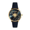 Olivia Burton Celestial 35mm Nova Slim Gold & Sapphire Blue Leather Strap Watch
