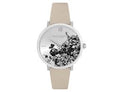 Olivia Burton Signature 35mm Floral Blooms Ultra Slim Silver & Antique Pearl Leather Strap Watch