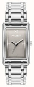 Olivia Burton Silver Rectangular Tank Grove Dove Grey Watch