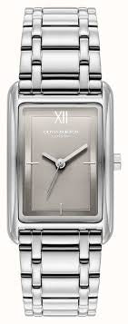 Olivia Burton Silver Rectangular Tank Grove Dove Grey Watch