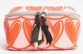 Caroline Gardner Pink & Orange Lopped Hearts Flat Lay Cosmetic Bag