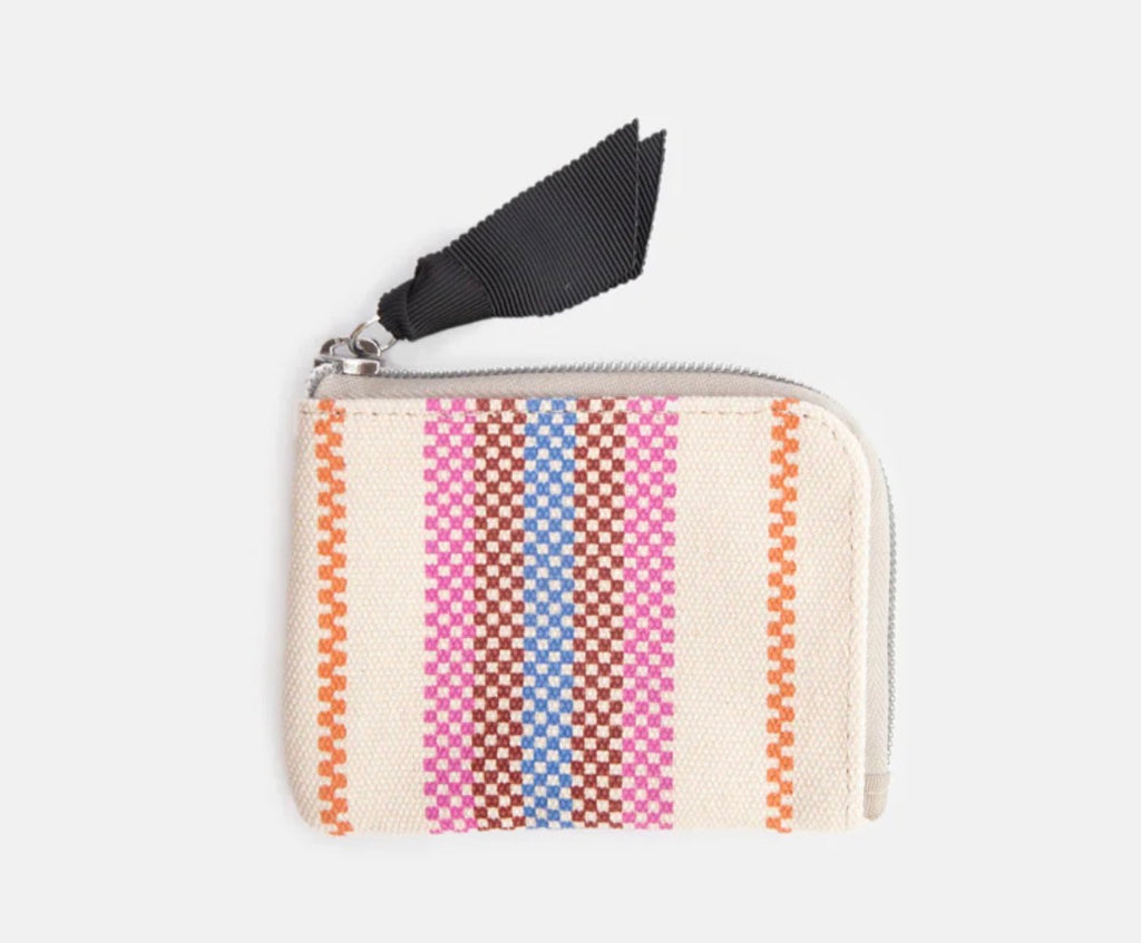 Caroline Gardner Checkerboard Stripe Canvas Corner Purse