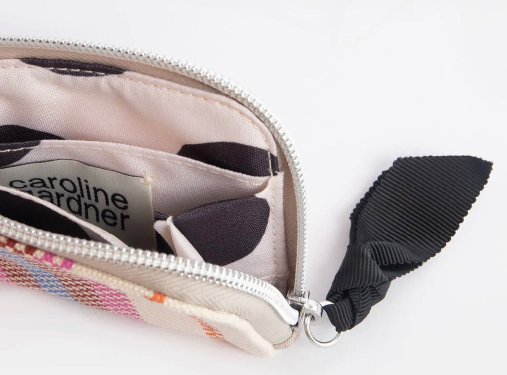 Caroline Gardner Checkerboard Stripe Canvas Corner Purse