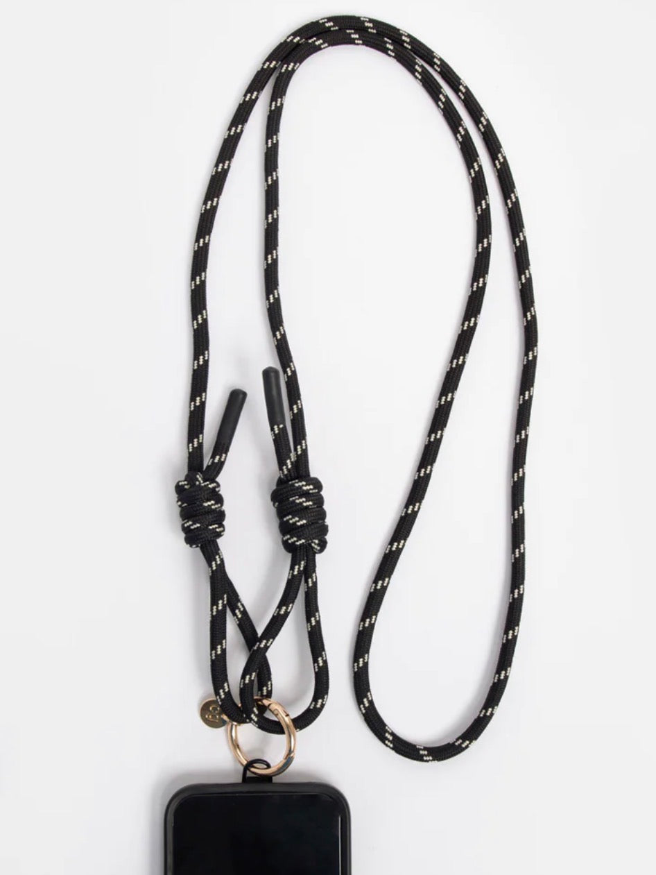 Caroline Gardner Black & White Cord Crossbody Phone Strap