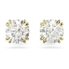Swarovski Gold Stilla Stud Earrings  Round cut White Gold