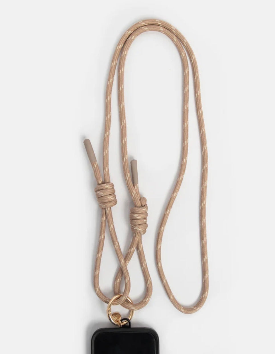 Caroline Gardner Taupe & White Cord Crossbody Phone Strap