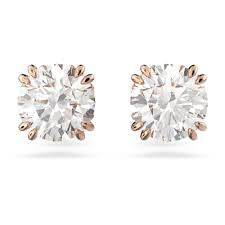 Swarovski Stilla Studs Round Cut White Rose Gold-Tone Plated
