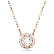 Swarovski Una Necklace Round Cut White Rose Gold Tone