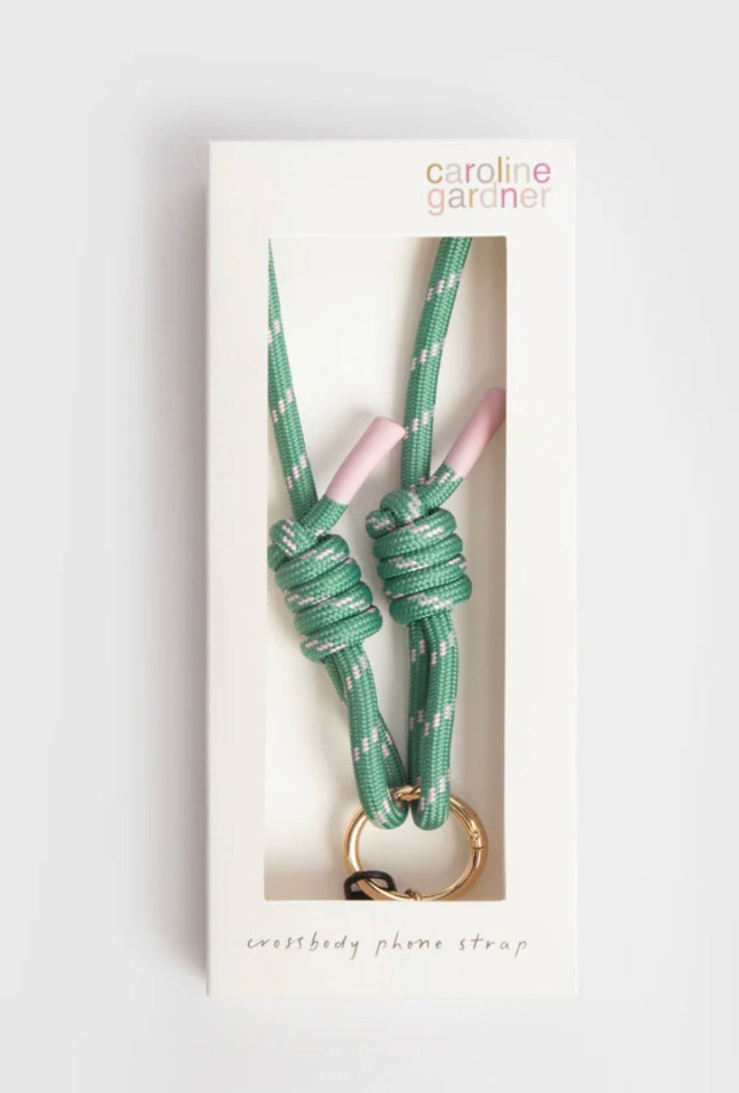 Caroline Gardner Green & Pink Cord Crossbody Phone Strap