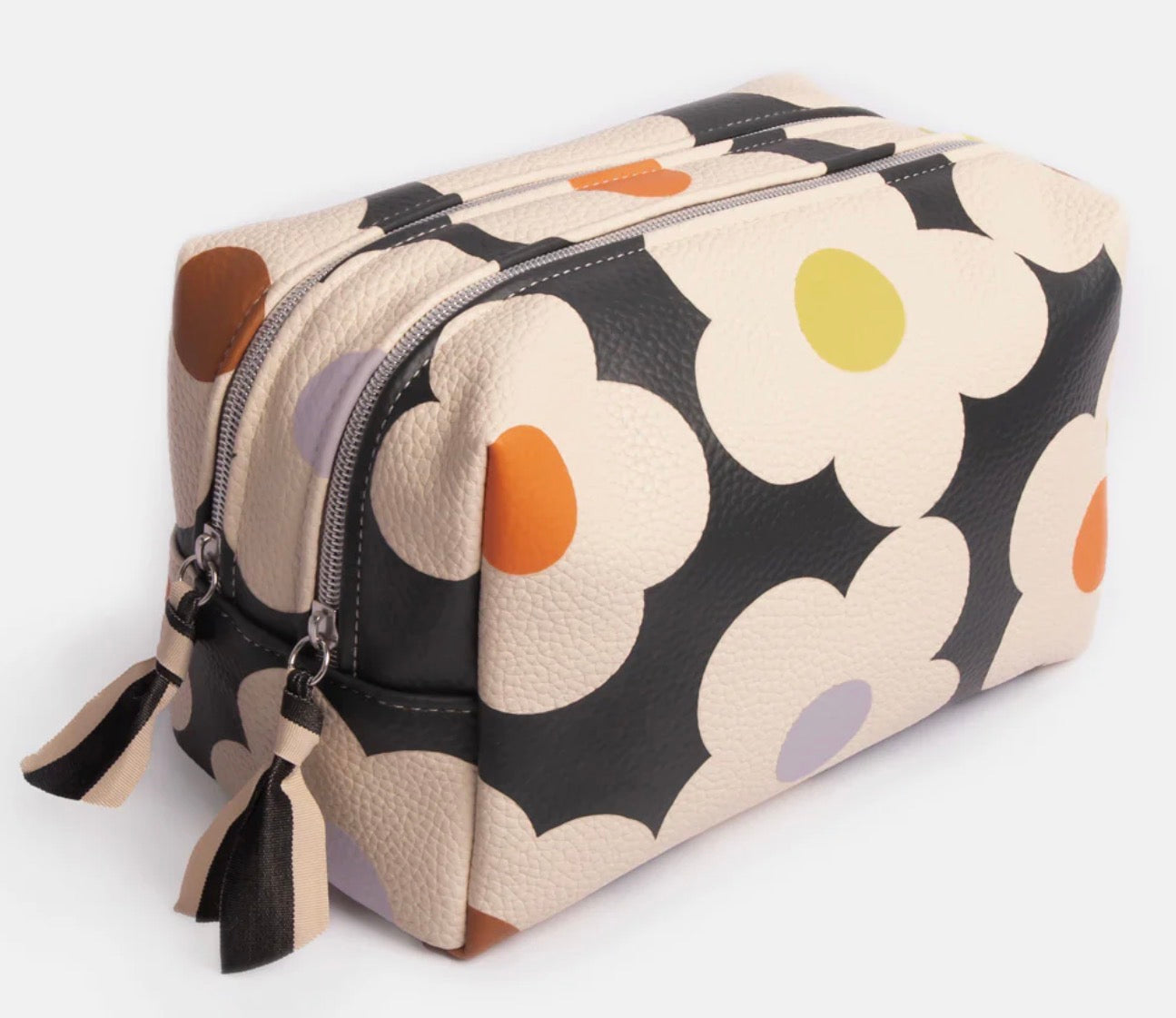 Caroline Gardner Multi Flower Charcoal Large Travel Wash Bag