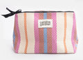 Caroline Gardner Checkerboard Stripe Coated Cotton Beauty Bag