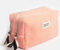 Caroline Gardner Orange Woven Check Large Travel Wash Bag