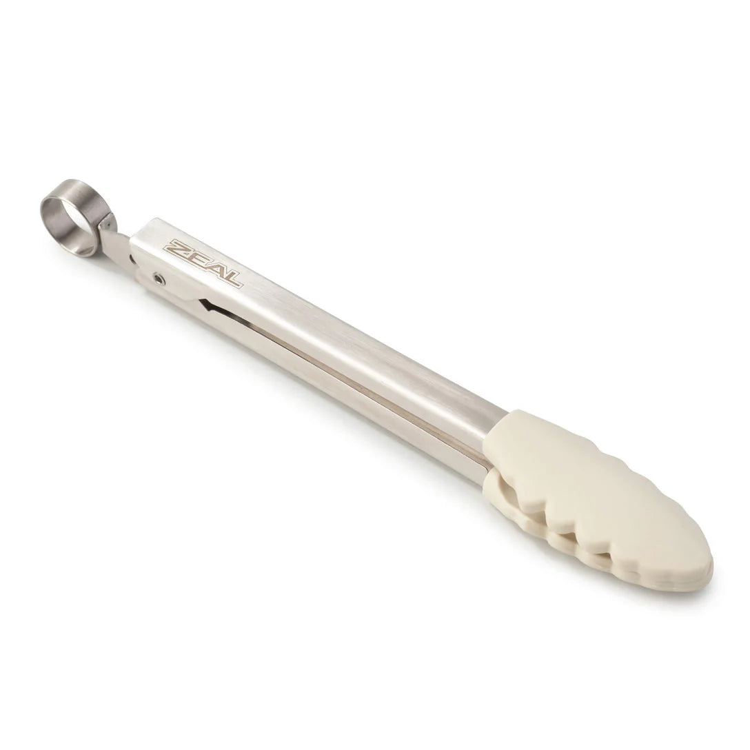 Zeal Silicone Mini Tongs, 20cm Cream