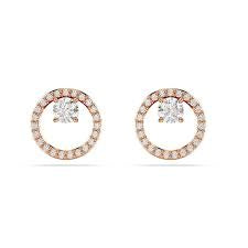 Swarovski Constella RoseGold Stud Earrings Rhodium Plated