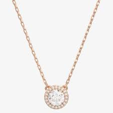 Swarovski Una Angelic Necklace Round Cut Pavé White Rose Gold Plated