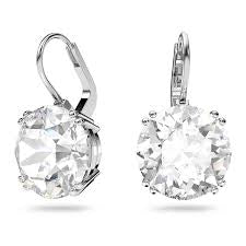Swarovski Millenia Drop Earrings Round Cut White Rhodium Plated