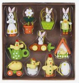 Set of 11 Wooden Easter Mini Figures