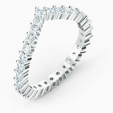 Swarovski Vitrore V Ring White Silver-Tone Finish Size 52