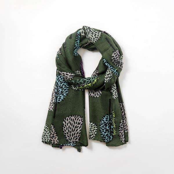 Eco Style Scarf Multi Colour Tree Of Life Olive