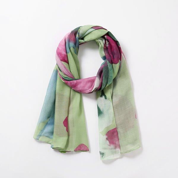 Eco Style Scarf Water Colour Floral Green