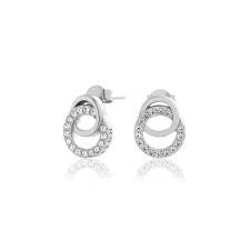 Olivia Burton Interlock Drop Silver Studs