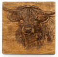 Highland Cow Mango Wood Coasters Set of 4