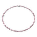 Swarovski Matrix Tennis Necklace Round Cut Pink Rhodium Plated Medium