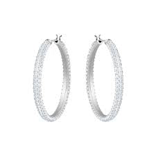 Swarovski Dextera Hoop Earrings Pavé Large White Rhodium Plated